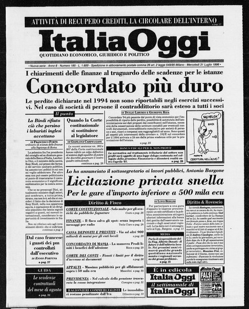 Italia oggi : quotidiano di economia finanza e politica